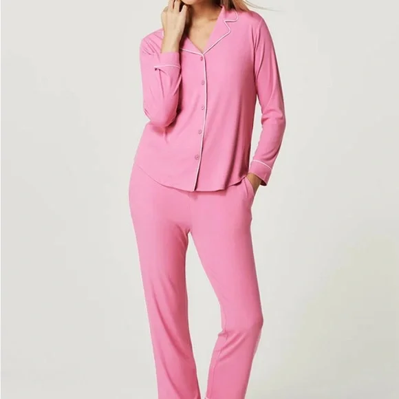 Womens Posh Peanut Premium Knit Luxe Pajama Set - Pink - Medium - Like New - Picture 1 of 5